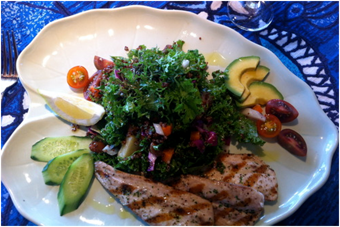 Mama’s Fish House Kale Salad with Grilled Fish